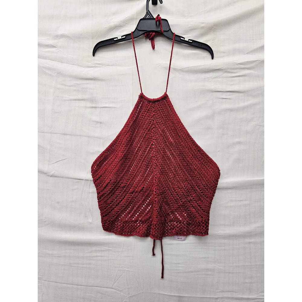 Wild Fable Womens Crochet Halter Top Red Acrylic Blend Casual Size 2XL